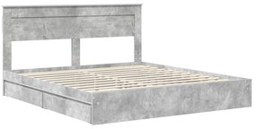 vidaXL Κρεβάτι Αποθήκης Σκυρόδεμα Γκρι 180 x 200 cm Επεξεργασμένο ξύλο