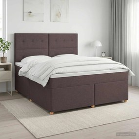 vidaXL Κρεβάτι box spring με στρώμα Σκούρο Καφέ 140 x 190 cm Ύφασμα