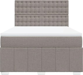 vidaXL Κρεβάτι Boxspring με Στρώμα Taupe 140x190 εκ. Υφασμάτινο