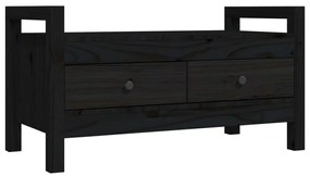 vidaXL Παγκάκι Χολ Μαύρο 80 x 40 x 43 εκ. από Μασίφ Ξύλο Πεύκου