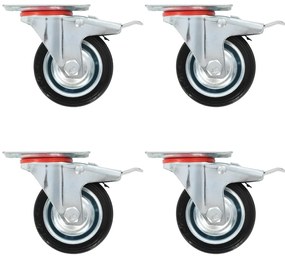 vidaXL Ρόδες Περιστρεφόμενες με Διπλό Φρένο 4 τεμ. 75 χιλ.