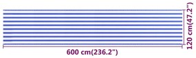 Διαχωριστικό Βεράντας Μπλε / Λευκό 120x600 εκ. από HDPE - Πολύχρωμο