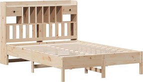 vidaXL Κρεβάτι Βιβλιοθήκη Χωρίς Στρώμα 140x200 εκ Μασίφ Ξύλο Πεύκο