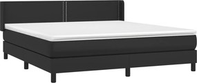 vidaXL Κρεβάτι Boxspring με Στρώμα Μαύρο 180x200εκ.από Συνθετικό Δέρμα