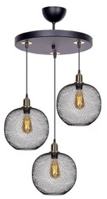 VIVIDUS 201-0020 Vintage Κρεμαστό Φωτιστικό Πλέγμα Τρίφωτο 3 x E27 IP20 Μαύρο και Χρυσό Μέταλλο-Μ32 x Π32 x Υ70cm Globostar-201- 201-0020