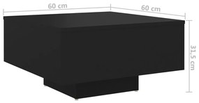 Τραπεζάκι Σαλονιού Μαύρο 60 x 60 x 31,5 εκ. Επεξ. Ξύλο - Μαύρο