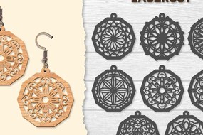 Intra απο ξύλο plywood 3mm-4mm πάχος - Σκουλαρίκια Mandala Lasercut BNDLES Δίασταση 3x3 cm INTRAFABR-120627180