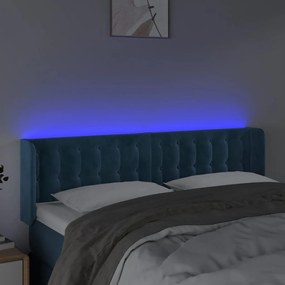 Κεφαλάρι Κρεβατιού LED Σκούρο Μπλε 147x16x78/88 εκ. Βελούδινο - Μπλε