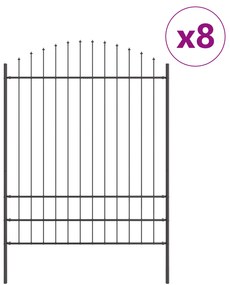 vidaXL Φράχτης κήπου  με καμπυλωτή κορυφή, γκρι, 13,6x2 μ, φτιαγμένος από χάλυβα