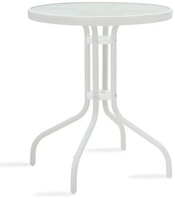 Τραπέζι Watson pakoworld μέταλλο λευκό-γυαλί Φ60x70εκ
