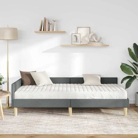 vidaXL Κρεβάτι γωνίας με στρώμα με στρώμα 2 pcs Γκρι ύφασμα
