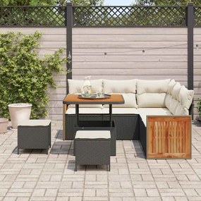 vidaXL Σετ Καναπέ Κήπου 8 pcs Μαύρο, Κρέμα 80 x 80 x 71 cm