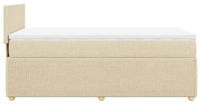 vidaXL Κρεβάτι Boxspring με Στρώμα Κρεμ 100 x 200 εκ. Υφασμάτινο