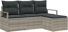 vidaXL Σετ Καναπέ 4 pcs Ανοιχτό γκρι συνθετικό ρατάν