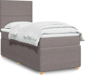 vidaXL Κρεβάτι Boxspring με Στρώμα Taupe 100 x 200 εκ. Υφασμάτινο