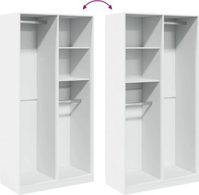 vidaXL Ντουλάπα Λευκή 100x50x200 εκ. από Επεξεργασμένο Ξύλο