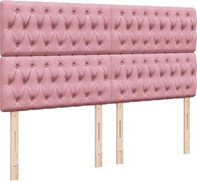 vidaXL Κρεβάτι Boxspring με Στρώμα Ροζ 200x200 εκ. Βελούδινο
