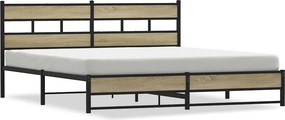 vidaXL Σκελετός Κρεβ. Χωρίς Στρώμα Sonoma Δρυς 193x203 εκ. Μεταλλικό