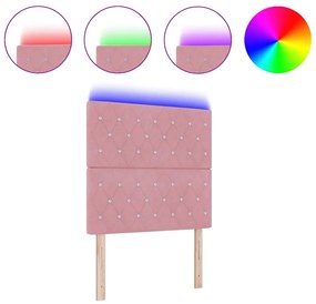vidaXL Κεφαλάρι LED με φώτα λωρίδας LED Argyle Ροζ 100 cm Βελούδο