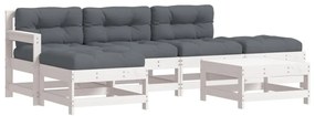vidaXL Σαλόνι Κήπου Σετ 6 Τεμαχίων Λευκό από Μασίφ Ξύλο με Μαξιλάρια
