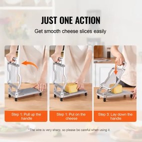 VEVOR Cheese Cutter with Wire Cheeser Butter Cutting 0.2&quot; Thin Cheese Slicer