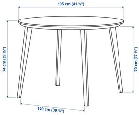 LISABO/ODGER τραπέζι και 4 καρέκλες, 105 cm 994.407.50