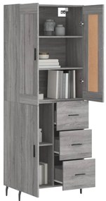 vidaXL Ντουλάπι Γκρι Sonoma 69,5 x 34 x 180 εκ. Επεξεργασμένο Ξύλο