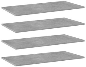 vidaXL Ράφια Βιβλιοθήκης 4 τεμ. Γκρι Σκυροδ. 80x40x1,5 εκ. Επεξ. Ξύλο