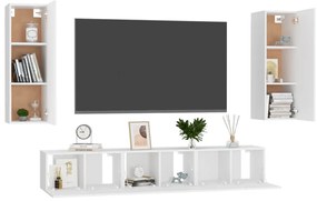 vidaXL Έπιπλα Τηλεόρασης Σετ 5 Τεμαχίων Λευκό από Επεξ. Ξύλο