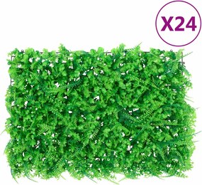  vidaXL Φράχτης 24 τεμ. Πράσινος 40 x 60 εκ. από Τεχνητά Φύλλα Φτέρης