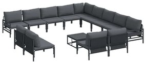 vidaXL Σετ Καναπέ Κήπου με μαξιλάρι 14 pcs Μαύρο Ατσάλι