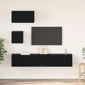 vidaXL Σετ επίπλου τηλεόρασης 4 pcs Μαύρη Οξυά Επεξεργασμένο ξύλο