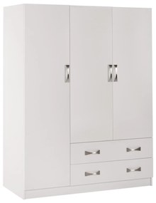 Ντουλάπα CARLY Τρίφυλλη με 2 Συρτάρια Λευκή 150X55Χ180Υεκ. 150x55x180 εκ.