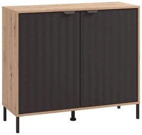 Κομότα - Μπουφές Vandea 2K2F Artisan Oak - Μαύρο Μάτ 106x40x93 εκ.