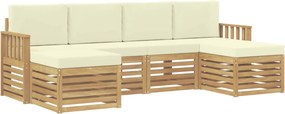 vidaXL Σειρά Καναπέ Εξωτερικού 6 pcs Λευκό και Κρεμ
