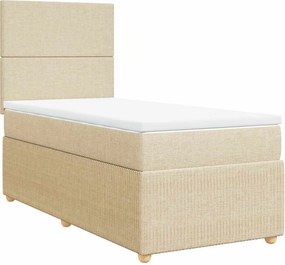vidaXL Κρεβάτι Boxspring με Στρώμα Κρεμ 90x200 εκ.Υφασμάτινο