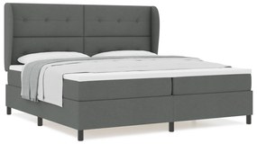 vidaXL Κρεβάτι Box Spring με Στρώμα σε Σκούρο Γκρι, 200x200 εκ. Ύφασμα
