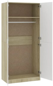 vidaXL Ντουλάπα Λευκή / Sonoma Δρυς 90 x 52 x 200 εκ. από Μοριοσανίδα