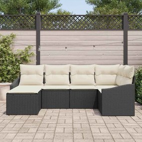 vidaXL Σέτ φαγητού για κήπο με μαξιλάρι 6 pcs Μαύρο, Κρέμα