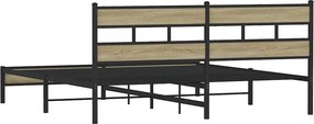 vidaXL Σκελετός Κρεβ. Χωρίς Στρώμα Sonoma Δρυς 193x203 εκ. Μεταλλικό