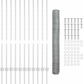 vidaXL Εξαγωνική Φράχτη με Στύλο 25 x 1,2 μ Γαλβανισμένος Χάλυβας