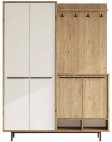 Έπιπλο Εισόδου Os 956LCS2833 147,4x35,5x195,6cm Oak-White Μοριοσανίδα, Μελαμίνη