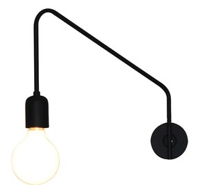 Φωτιστικό Τοίχου - Απλίκα HL-3549-1 MALA BLACK WALL LAMP - Μέταλλο - 77-3965