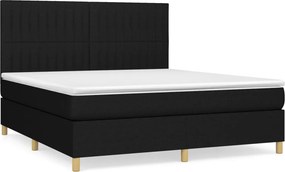 vidaXL Κρεβάτι Boxspring με Στρώμα Μαύρο 180x200 εκ. Υφασμάτινο