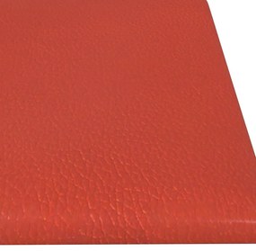 Πάνελ Τοίχου 12 τεμ. Κόκκινα 60x15 εκ. 1,08 μ² Συνθ. Δέρμα - Κόκκινο
