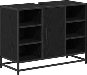 vidaXL Ντουλάπι Μπάνιου Μαύρη Οξυά 80 x 33 x 60 εκ Επεξεργασμένο ξύλο