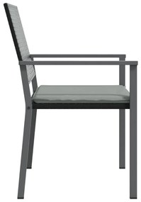 Καρέκλες Κήπου 2 τεμ. Μαύρο 54x62,5x89 εκ Συνθ. Ρατάν&amp;Μαξιλάρια - Μαύρο