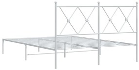 vidaXL Πλαίσιο Κρεβατιού με Κεφαλάρι Λευκό 140 x 200 εκ. Μεταλλικό