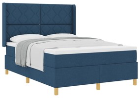vidaXL Κρεβάτι Box Spring με Στρώμα - Μπλε, 140x200 εκ., Υφάσμα