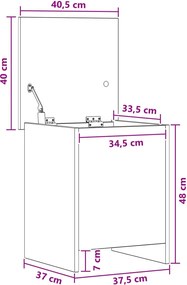 vidaXL Θήκη Αποθήκευσης Μαύρη Δρυς 40 x 40,5 x 50 cm